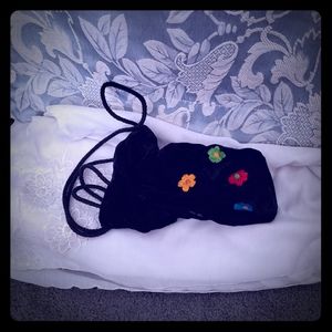 Vintage Velvet Flower Pouch Bag